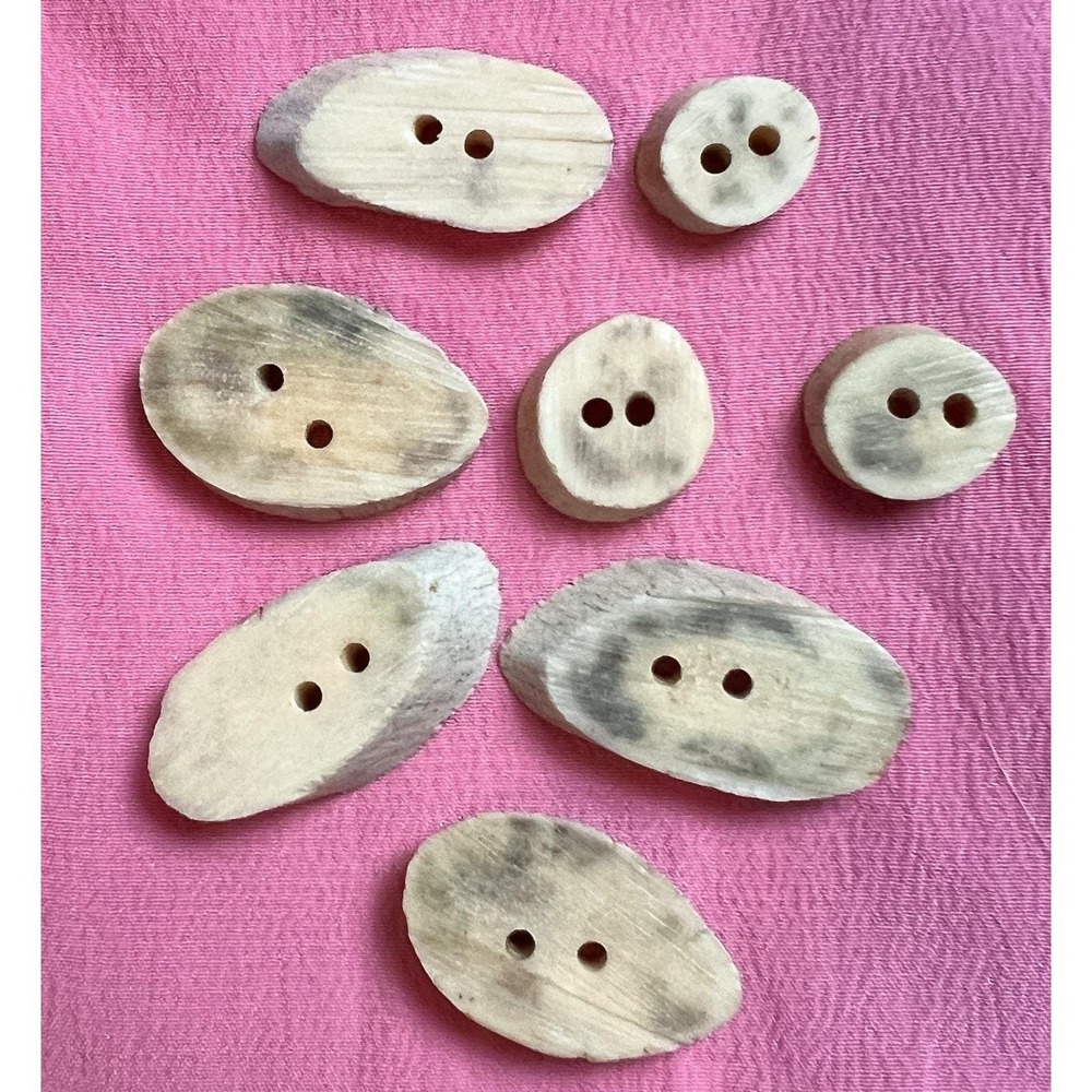 Vintage Lot of Antler Deer Horn Button 2 Hole Rustic Nature Natural Vtg Unique